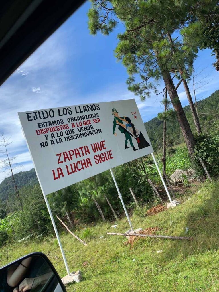 EZLN sign on way to Caracol Morelia, Chiapas. 2019.